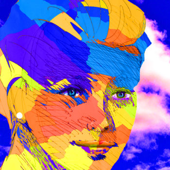 Dessin intitulée "Fille-color 1" par Markos, Œuvre d'art originale, Photographie numérique
