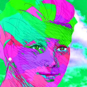 Dessin intitulée "Fille color 4" par Markos, Œuvre d'art originale, Photographie numérique