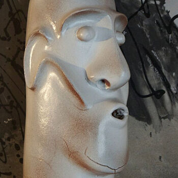 Sculpture titled "le-souffleur-face-b…" by Marc Taupin, Original Artwork, Ceramics