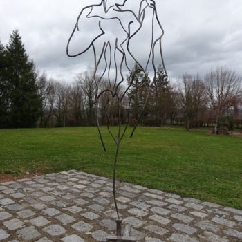 Sculpture titled "L'Attente" by Marc Terrade, Original Artwork, Metals