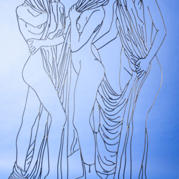 Γλυπτική με τίτλο "Les 3 belles" από Marc Terrade, Αυθεντικά έργα τέχνης, Μέταλλα