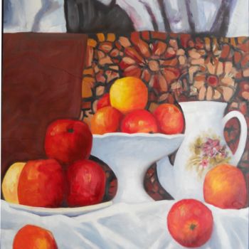 Peinture intitulée "Des pommes rouges" par Marc Thiessard, Œuvre d'art originale, Huile