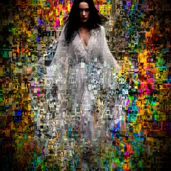 Digitale Kunst mit dem Titel "Lady in White" von Marc Vandermeer, Original-Kunstwerk, Digitale Collage