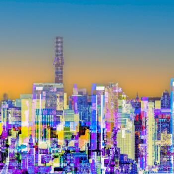Digitale Kunst mit dem Titel "City Skyline" von Marc Vandermeer, Original-Kunstwerk, Digitale Collage