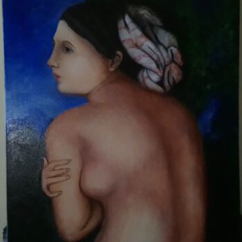 Pintura intitulada "La baigneuse" por Marc Vincent, Obras de arte originais, Óleo