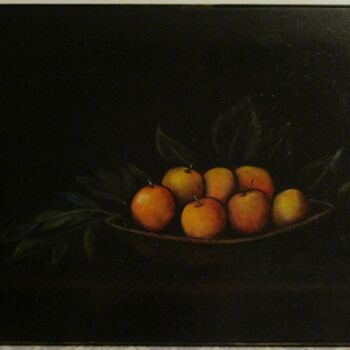 Pintura titulada "pommes" por Marc Vincent, Obra de arte original, Oleo Montado en Bastidor de camilla de madera