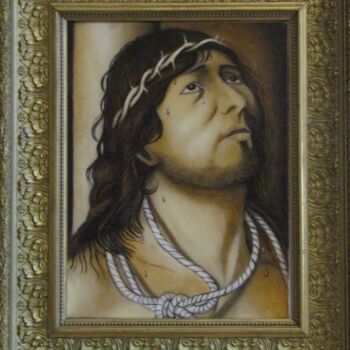 Painting titled "Le Christ a la Colo…" by Marc Vincent, Original Artwork, Oil Mounted on Wood Stretcher frame