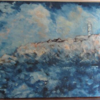 Painting titled "Ouessant" by Marc Vincent, Original Artwork, Oil Mounted on Wood Stretcher frame
