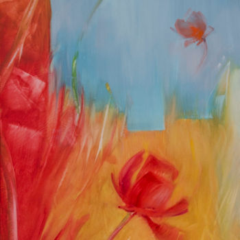 Peinture intitulée "fleurs-rouges" par Vuillermoz Marc, Œuvre d'art originale, Huile