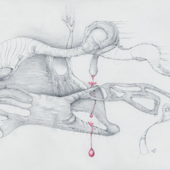 Dessin intitulée "Engloutissement" par Vuillermoz Marc, Œuvre d'art originale, Graphite