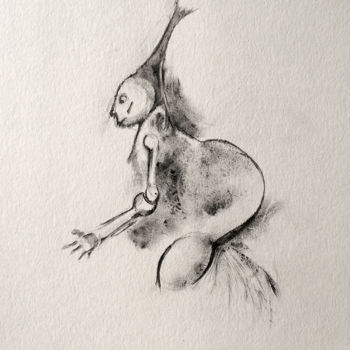 Drawing titled "Improvisation au fu…" by Marc Vuillermoz, Original Artwork, Charcoal