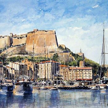 Painting titled "Bonifacio : le port…" by Marcel Boos, Original Artwork