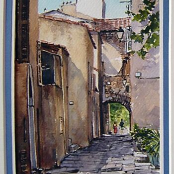 Pintura intitulada "Vieille rue à L'Ile…" por Marcel Boos, Obras de arte originais
