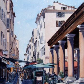 Pintura intitulada "Rue Paoli Ile Rousse" por Marcel Boos, Obras de arte originais