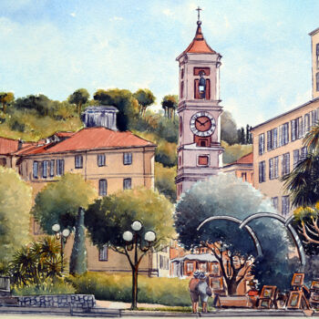 Painting titled "nice-place-massena-…" by Marcel Boos, Original Artwork, Watercolor