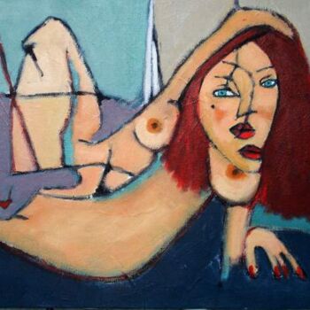 Painting titled "MALY - NU COUCHÉ" by Marcel Clerc, Original Artwork