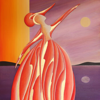 Картина под названием "Danse avec la lune…" - Marcel Dorthe, Подлинное произведение искусства, Пигменты Установлен на Деревя…