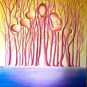 Картина под названием "L'esprit de la forêt" - Marcel Dorthe, Подлинное произведение искусства, Пигменты Установлен на Дерев…
