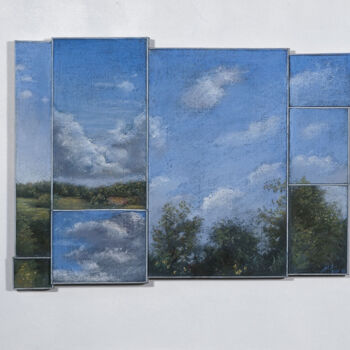Painting titled "NUAGES" by Marcel Duruflé, Original Artwork, Pastel Mounted on Wood Panel