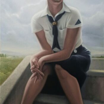 Malerei mit dem Titel "Sophie Scholl (2)" von Marcel Heinze, Original-Kunstwerk, Öl