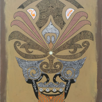 Pintura intitulada "Original skull" por Marcel Pi, Obras de arte originais, Acrílico Montado em Armação em madeira