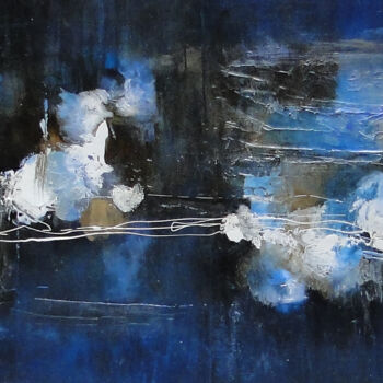 Pintura titulada "Catarsis en azul" por Marcela Ramirez-Aza, Obra de arte original, Oleo Montado en Otro panel rígido