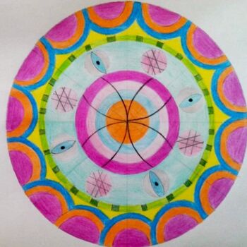 Рисунок под названием "Mandala" - Marcela Santos, Подлинное произведение искусства, Карандаш