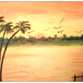 Painting titled "por-do-sol." by Marcela Santos, Original Artwork, Acrylic