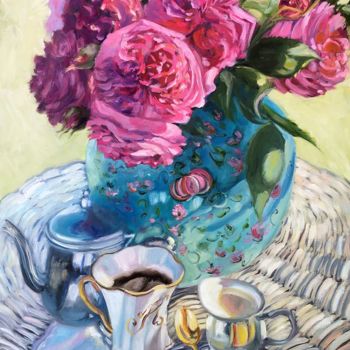Картина под названием "Pause café" - Marcela Bausson, Подлинное произведение искусства, Масло