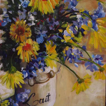 Картина под названием "Bouquet champêtre" - Marcela Bausson, Подлинное произведение искусства, Акрил