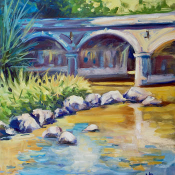 Malerei mit dem Titel "Pont-de-Rochard" von Marcela Bausson, Original-Kunstwerk, Öl
