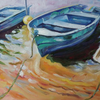Pintura intitulada "Les barques de Ribo…" por Marcela Bausson, Obras de arte originais, Óleo