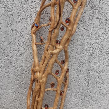 Sculpture titled "Regards sur rue" by Marcelhenri De Sa, Original Artwork, Wood