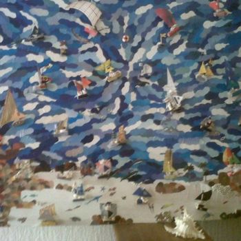 Pintura intitulada "Les petits bateaux…" por Marceline Odet, Obras de arte originais