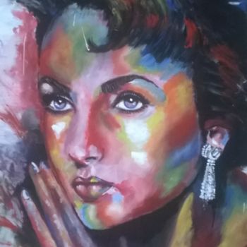 Schilderij getiteld "Liz Taylor" door Marcella Leonardi, Origineel Kunstwerk, Acryl