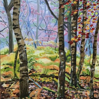 Painting titled "Woodland" by Marcella Marais, Original Artwork, Oil