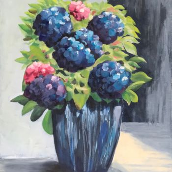 Peinture intitulée "Hydrangea in blue p…" par Marcella Marais, Œuvre d'art originale, Huile