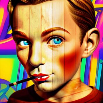 Цифровое искусство под названием "wooden child" - Marcello Quarta, Подлинное произведение искусства, Цифровой коллаж