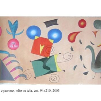 Painting titled "AQUILONE E PAVONE" by Marcello Aprea, Original Artwork