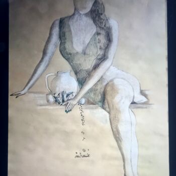 Drawing titled "brocca del sapere" by Marcello Monari, Original Artwork, Chalk