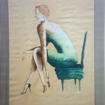 Drawing titled "glamour" by Marcello Monari, Original Artwork, Chalk Mounted on artwork_cat.