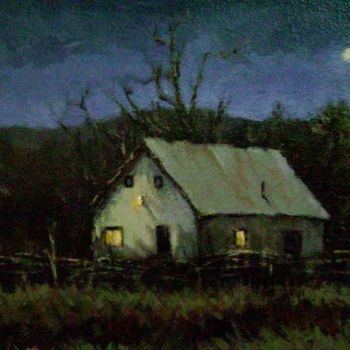 Painting titled "REFUGIO NOCTURNO" by Marcelo Vascon, Original Artwork, Oil