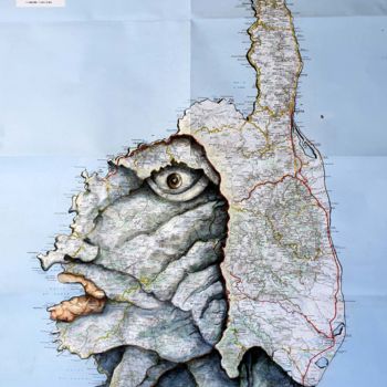 Dessin intitulée "Le Corse au Nez Cas…" par Marcoleptique, Œuvre d'art originale, Aquarelle