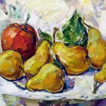 Painting titled "Pears" by Marchell Yameliev, Original Artwork