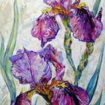 Painting titled "Two irises" by Marchell Yameliev, Original Artwork