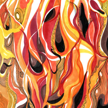 Drawing titled "FIRE II" by Marcia Bittencourt, Original Artwork, Marker