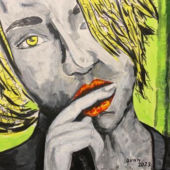 Painting titled "Lilly Lips" by Marcia Bunn, Original Artwork, Acrylic