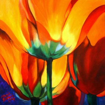 Pintura titulada "Poppies Abstraction" por Marcia Baldwin, Obra de arte original