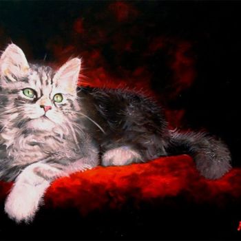 Painting titled "Sweet Kitty Repose" by Marcia Baldwin, Original Artwork