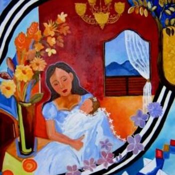 Pintura intitulada "Embalando um sonho" por Marcília Mourão, Obras de arte originais, Óleo